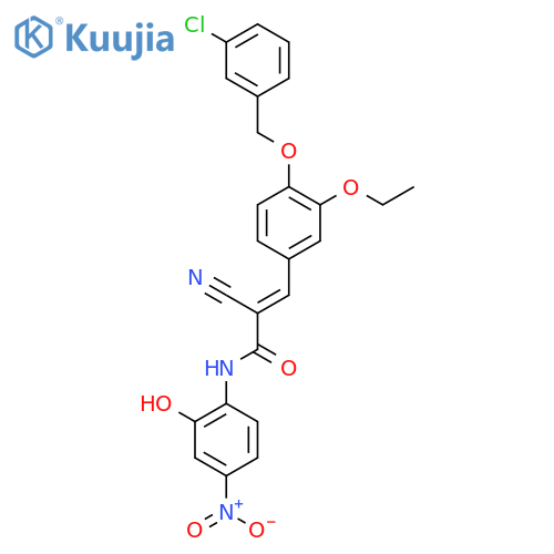 (E)-3-[4-[(3-chlorophenyl)methoxy]-3-ethoxyphenyl]-2-cyano-N-(2-hydroxy-4-nitrophenyl)prop-2-enamide structure