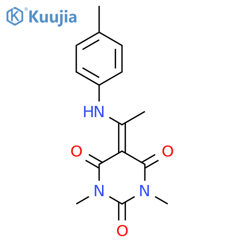 1,3-dimethyl-5-{1-[(4-methylphenyl)amino]ethylidene}pyrimidine-2,4,6(1H,3H,5H)-trione structure
