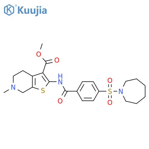 methyl 2-[4-(azepane-1-sulfonyl)benzamido]-6-methyl-4H,5H,6H,7H-thieno[2,3-c]pyridine-3-carboxylate structure