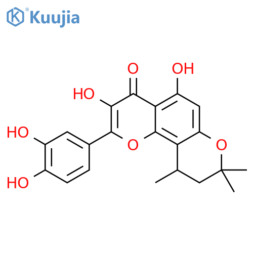 2-(3,4-dihydroxy-phenyl)-3,5-dihydroxy-8,8,10-trimethyl-9,10-dihydro-8H-pyrano[2,3-f]chromen-4-one structure