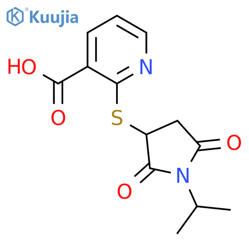 2-{2,5-dioxo-1-(propan-2-yl)pyrrolidin-3-ylsulfanyl}pyridine-3-carboxylic acid structure