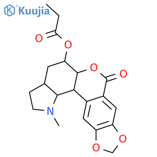 [1,3]Dioxolo[6,7][2]benzopyrano[3,4-g]indol-7(1H)-one,2,3,3a,4,5,5a,12b,12c-octahydro-1-methyl-5-(1-oxopropoxy)-,(3aR,5S,5aR,12bS,12cR)- structure