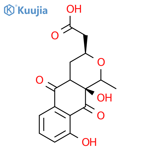 1H-Naphtho[2,3-c]pyran-3-aceticacid, 3,4,4a,5,10,10a-hexahydro-9,10a-dihydroxy-1-methyl-5,10-dioxo-,(1S,3R,4aR,10aR)- structure