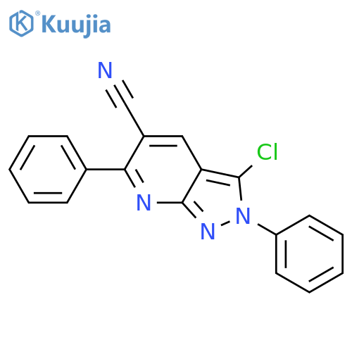 2H-Pyrazolo[3,4-b]pyridine-5-carbonitrile, 3-chloro-2,6-diphenyl- structure