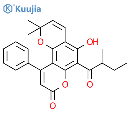 5-hydroxy-2,2-dimethyl-6-(2-methyl-butyryl)-10-phenyl-2H-pyrano[2,3-f]chromen-8-one structure