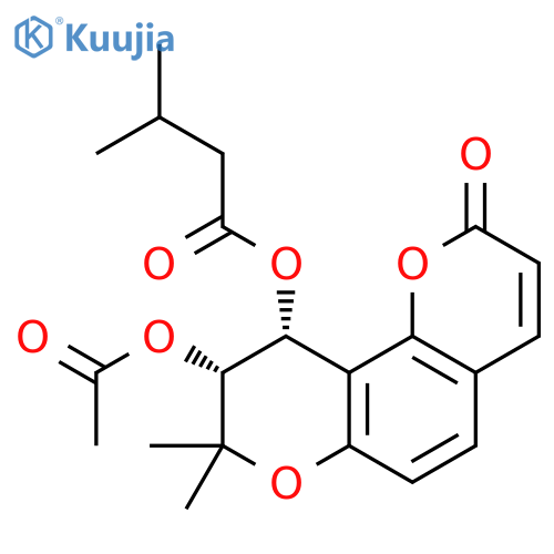 Butanoic acid,3-methyl-,(9R,10R)-9-(acetyloxy)-9,10-dihydro-8,8-dimethyl-2-oxo-2H,8H-benzo[1,2-b:3,4-b']dipyran-10-ylester structure