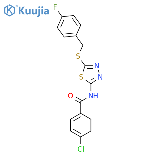 4-chloro-N-(5-{(4-fluorophenyl)methylsulfanyl}-1,3,4-thiadiazol-2-yl)benzamide structure