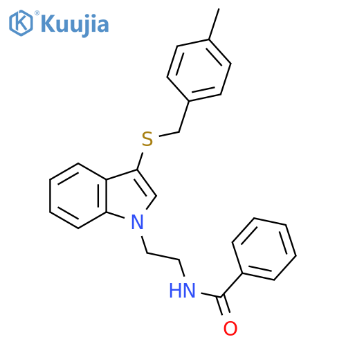 N-[2-(3-{[(4-methylphenyl)methyl]sulfanyl}-1H-indol-1-yl)ethyl]benzamide structure
