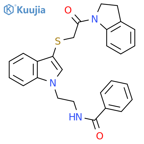 N-2-(3-{2-(2,3-dihydro-1H-indol-1-yl)-2-oxoethylsulfanyl}-1H-indol-1-yl)ethylbenzamide structure