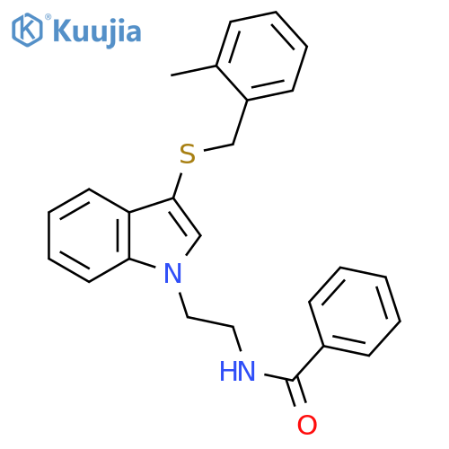 N-2-(3-{(2-methylphenyl)methylsulfanyl}-1H-indol-1-yl)ethylbenzamide structure