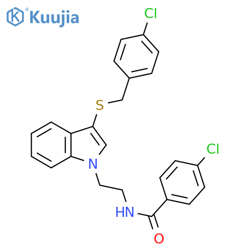 4-chloro-N-2-(3-{(4-chlorophenyl)methylsulfanyl}-1H-indol-1-yl)ethylbenzamide structure