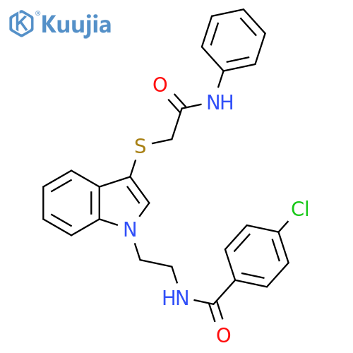 4-chloro-N-[2-(3-{[(phenylcarbamoyl)methyl]sulfanyl}-1H-indol-1-yl)ethyl]benzamide structure