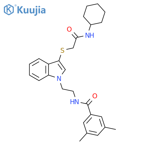 N-2-(3-{(cyclohexylcarbamoyl)methylsulfanyl}-1H-indol-1-yl)ethyl-3,5-dimethylbenzamide structure