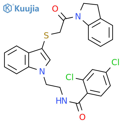 2,4-dichloro-N-2-(3-{2-(2,3-dihydro-1H-indol-1-yl)-2-oxoethylsulfanyl}-1H-indol-1-yl)ethylbenzamide structure