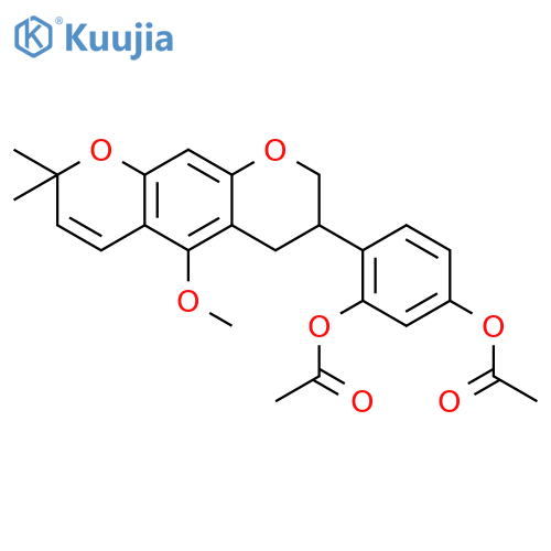 2,4-diacetoxy-1-(5-methoxy-8,8-dimethyl-3,4-dihydro-2H,8H-pyrano[3,2-g]chromen-3-yl)-benzene structure