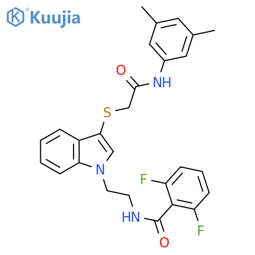 N-{2-3-({(3,5-dimethylphenyl)carbamoylmethyl}sulfanyl)-1H-indol-1-ylethyl}-2,6-difluorobenzamide structure