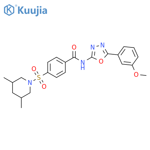 4-(3,5-dimethylpiperidin-1-yl)sulfonyl-N-5-(3-methoxyphenyl)-1,3,4-oxadiazol-2-ylbenzamide structure