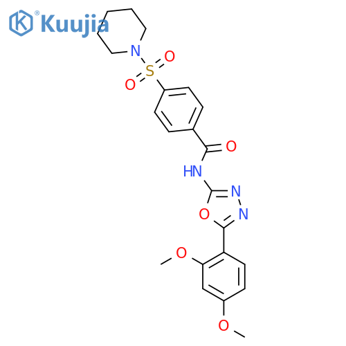 N-5-(2,4-dimethoxyphenyl)-1,3,4-oxadiazol-2-yl-4-(piperidine-1-sulfonyl)benzamide structure