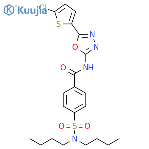 N-5-(5-chlorothiophen-2-yl)-1,3,4-oxadiazol-2-yl-4-(dibutylsulfamoyl)benzamide structure