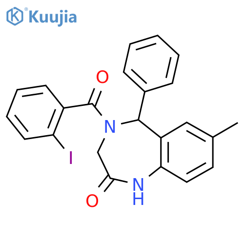 4-(2-iodobenzoyl)-7-methyl-5-phenyl-2,3,4,5-tetrahydro-1H-1,4-benzodiazepin-2-one structure