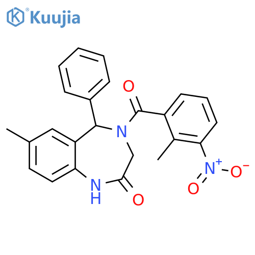 7-methyl-4-(2-methyl-3-nitrobenzoyl)-5-phenyl-2,3,4,5-tetrahydro-1H-1,4-benzodiazepin-2-one structure