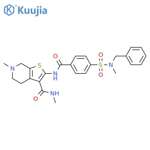 2-{4-benzyl(methyl)sulfamoylbenzamido}-N,6-dimethyl-4H,5H,6H,7H-thieno2,3-cpyridine-3-carboxamide structure