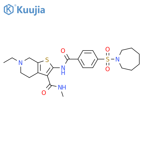 2-4-(azepane-1-sulfonyl)benzamido-6-ethyl-N-methyl-4H,5H,6H,7H-thieno2,3-cpyridine-3-carboxamide structure
