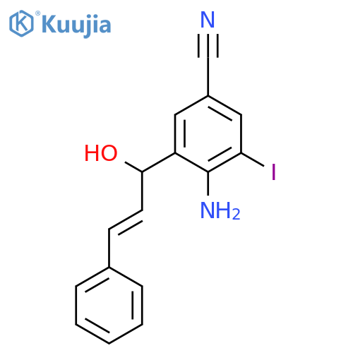 Benzonitrile, 4-amino-3-(1-hydroxy-3-phenyl-2-propenyl)-5-iodo- structure