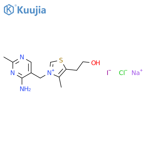 3-[(4-amino-2-methylpyrimidin-5-yl)methyl]-5-(2-hydroxyethyl)-4-methyl-1,3-thiazol-3-ium sodium chloride iodide (1:1:1:1) structure