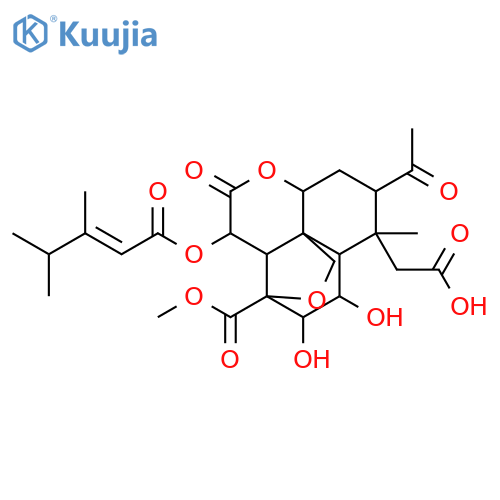 3,10-Ethano-1H,8H-furo[3,4-d][1]benzopyran-9-aceticacid,8-acetyl-4-[[(2E)-3,4-dimethyl-1-oxo-2-pentenyl]oxy]octahydro-11,12-dihydroxy-3-(methoxycarbonyl)-9-methyl-5-oxo-,(3S,3aS,4R,6aR,8R,9R,10R,10aS,11R,12S)- (9CI) structure