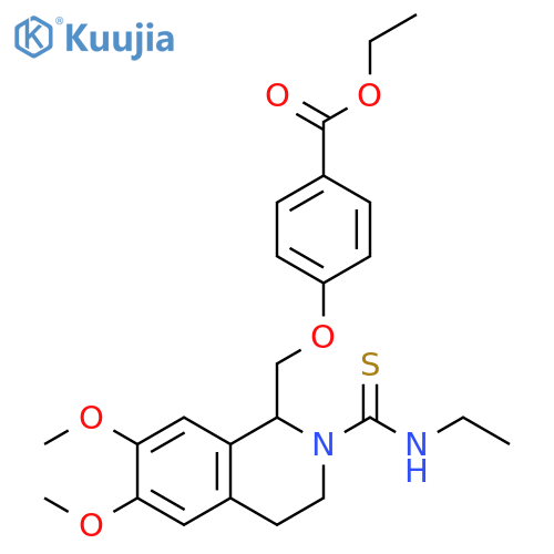 ethyl 4-{2-(ethylcarbamothioyl)-6,7-dimethoxy-1,2,3,4-tetrahydroisoquinolin-1-ylmethoxy}benzoate structure