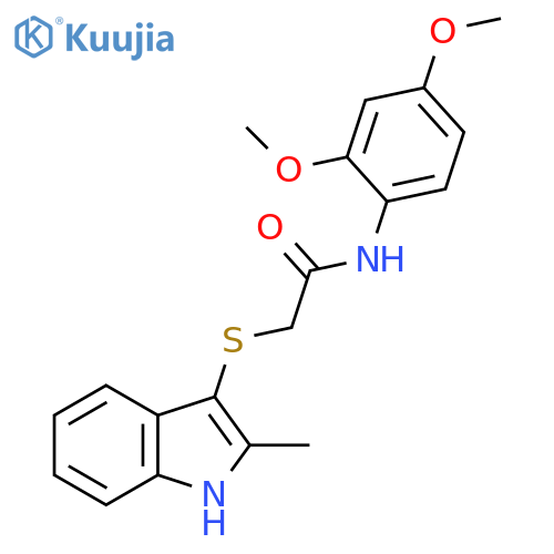 N-(2,4-dimethoxyphenyl)-2-(2-methyl-1H-indol-3-yl)sulfanylacetamide structure