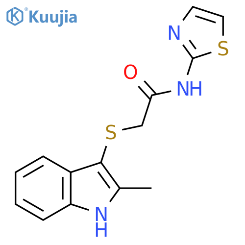 2-(2-methyl-1H-indol-3-yl)sulfanyl-N-(1,3-thiazol-2-yl)acetamide structure