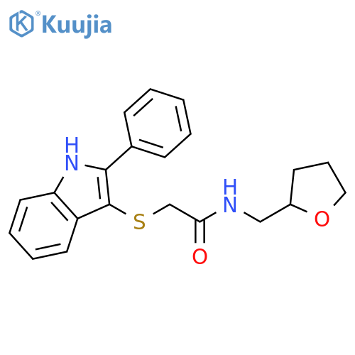 N-[(oxolan-2-yl)methyl]-2-[(2-phenyl-1H-indol-3-yl)sulfanyl]acetamide structure