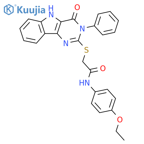 N-(4-ethoxyphenyl)-2-({4-oxo-3-phenyl-3H,4H,5H-pyrimido5,4-bindol-2-yl}sulfanyl)acetamide structure