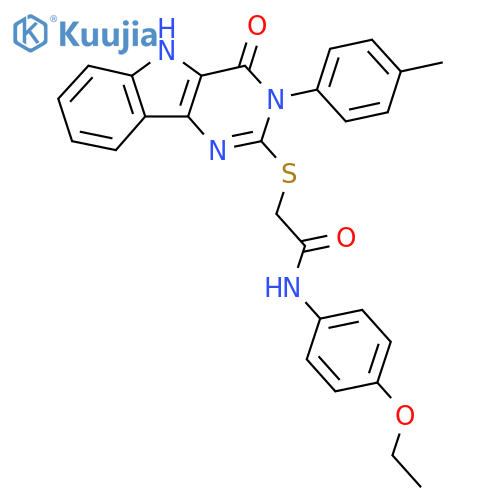 N-(4-ethoxyphenyl)-2-{3-(4-methylphenyl)-4-oxo-3H,4H,5H-pyrimido5,4-bindol-2-ylsulfanyl}acetamide structure