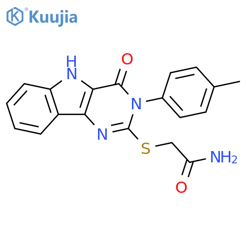 2-{3-(4-methylphenyl)-4-oxo-3H,4H,5H-pyrimido5,4-bindol-2-ylsulfanyl}acetamide structure