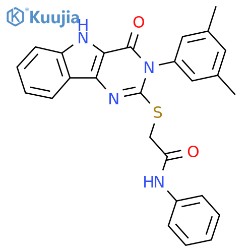 2-{3-(3,5-dimethylphenyl)-4-oxo-3H,4H,5H-pyrimido5,4-bindol-2-ylsulfanyl}-N-phenylacetamide structure
