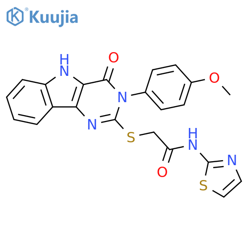 2-{[3-(4-methoxyphenyl)-4-oxo-3H,4H,5H-pyrimido[5,4-b]indol-2-yl]sulfanyl}-N-(1,3-thiazol-2-yl)acetamide structure