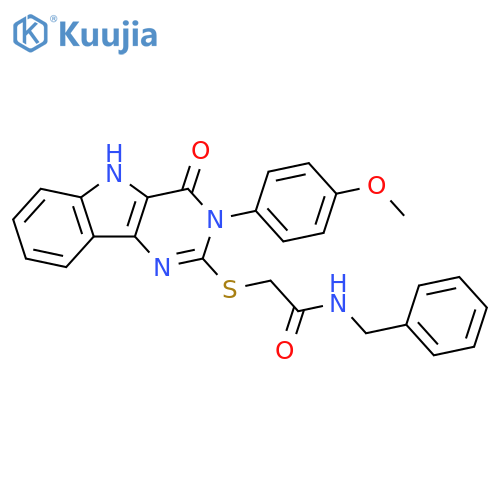 N-benzyl-2-{[3-(4-methoxyphenyl)-4-oxo-3H,4H,5H-pyrimido[5,4-b]indol-2-yl]sulfanyl}acetamide structure