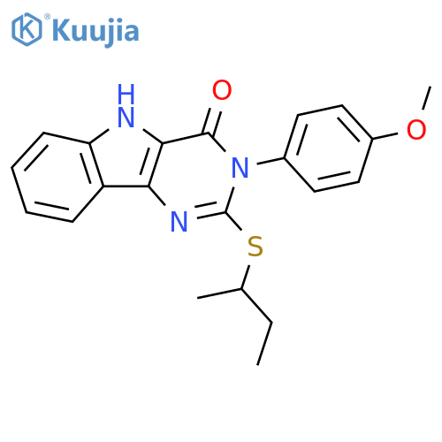 2-(butan-2-ylsulfanyl)-3-(4-methoxyphenyl)-3H,4H,5H-pyrimido[5,4-b]indol-4-one structure