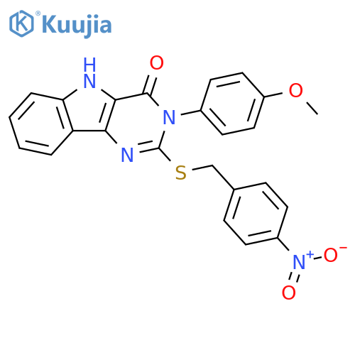 3-(4-methoxyphenyl)-2-{(4-nitrophenyl)methylsulfanyl}-3H,4H,5H-pyrimido5,4-bindol-4-one structure