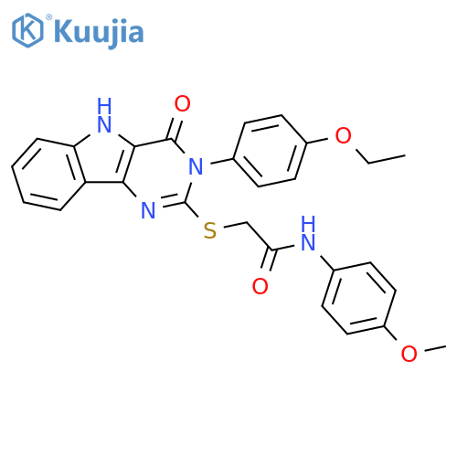 2-{3-(4-ethoxyphenyl)-4-oxo-3H,4H,5H-pyrimido5,4-bindol-2-ylsulfanyl}-N-(4-methoxyphenyl)acetamide structure