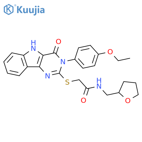 2-{3-(4-ethoxyphenyl)-4-oxo-3H,4H,5H-pyrimido5,4-bindol-2-ylsulfanyl}-N-(oxolan-2-yl)methylacetamide structure