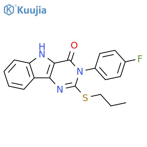 3-(4-fluorophenyl)-2-(propylsulfanyl)-3H,4H,5H-pyrimido[5,4-b]indol-4-one structure