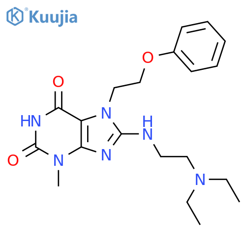 8-{2-(diethylamino)ethylamino}-3-methyl-7-(2-phenoxyethyl)-2,3,6,7-tetrahydro-1H-purine-2,6-dione structure