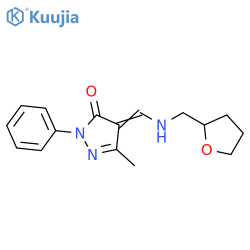 (4Z)-3-methyl-4-({[(oxolan-2-yl)methyl]amino}methylidene)-1-phenyl-4,5-dihydro-1H-pyrazol-5-one structure