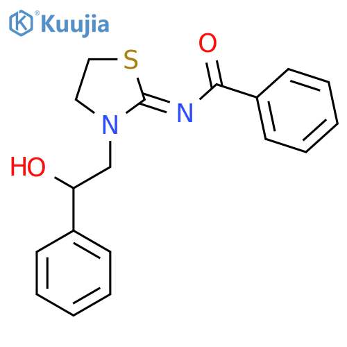 N-(2E)-3-(2-hydroxy-2-phenylethyl)-1,3-thiazolidin-2-ylidenebenzamide structure