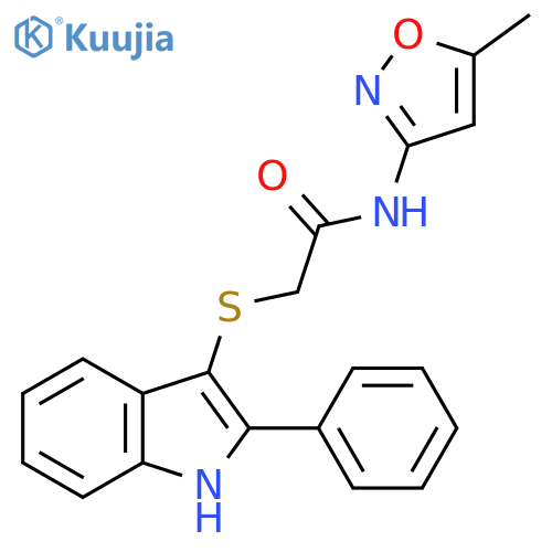 N-(5-methyl-1,2-oxazol-3-yl)-2-(2-phenyl-1H-indol-3-yl)sulfanylacetamide structure