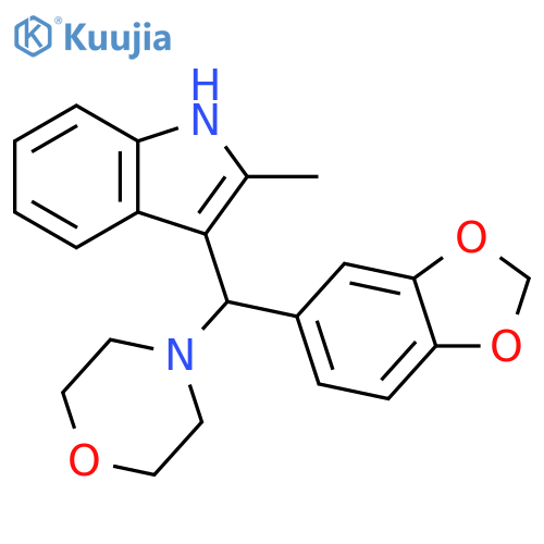 4-(benzo[d][1,3]dioxol-5-yl(2-methyl-1H-indol-3-yl)methyl)morpholine structure